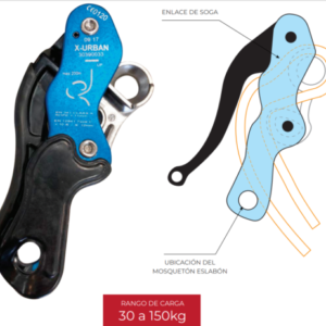 Descensor Doble Stop X-Urban PN401 con Freno Antipánico para Soga 10-12mm