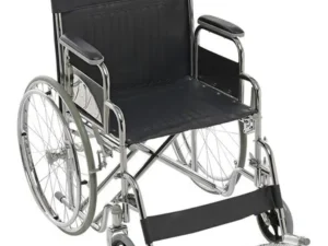 Silla de Ruedas Cromada Ortopedica con Asiento de Cuerina Lavable