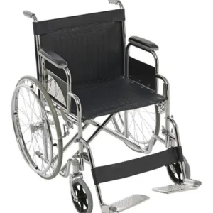 Silla de Ruedas Cromada Ortopedica con Asiento de Cuerina Lavable