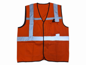 Chaleco Vial de Gabardina con Reflectivo, Abrojo y 3 Bolsillos