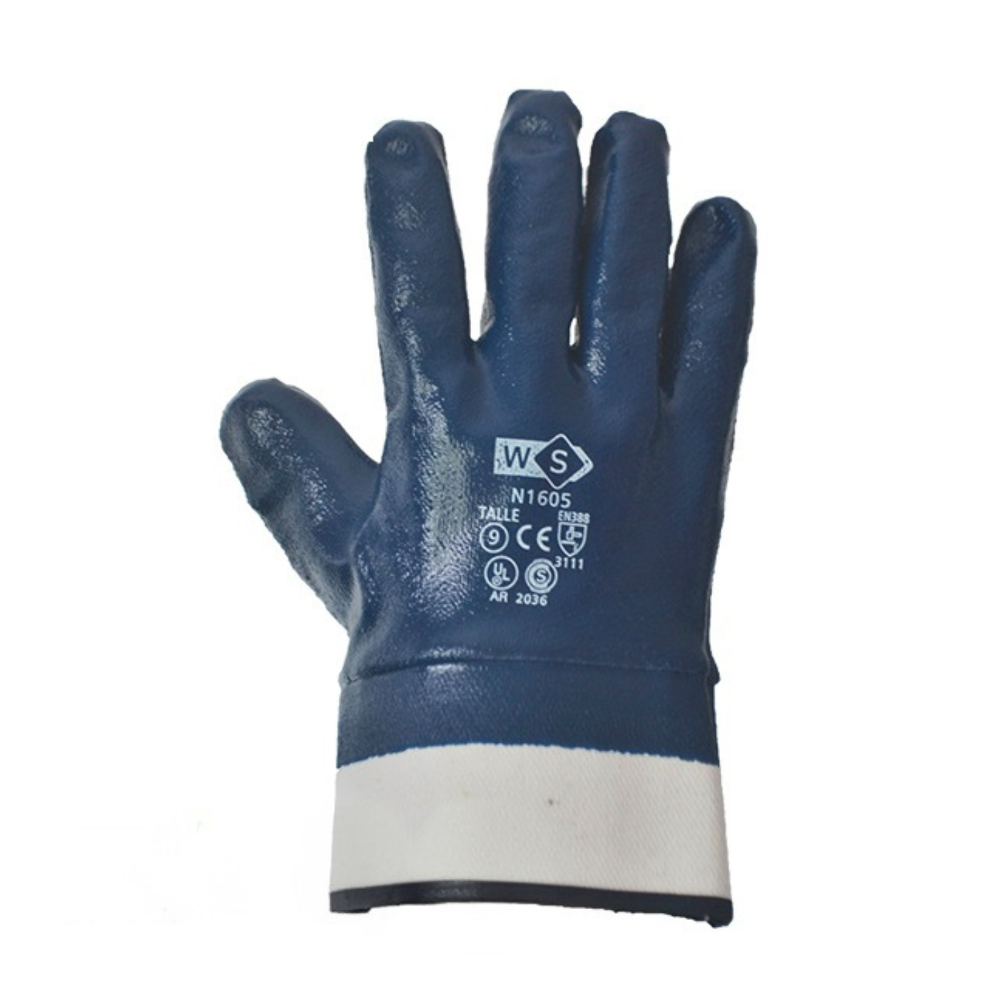 guante de nitrilo puño de lona