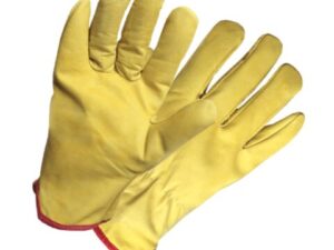 Guante medio paseo de vaqueta con puño elástico.